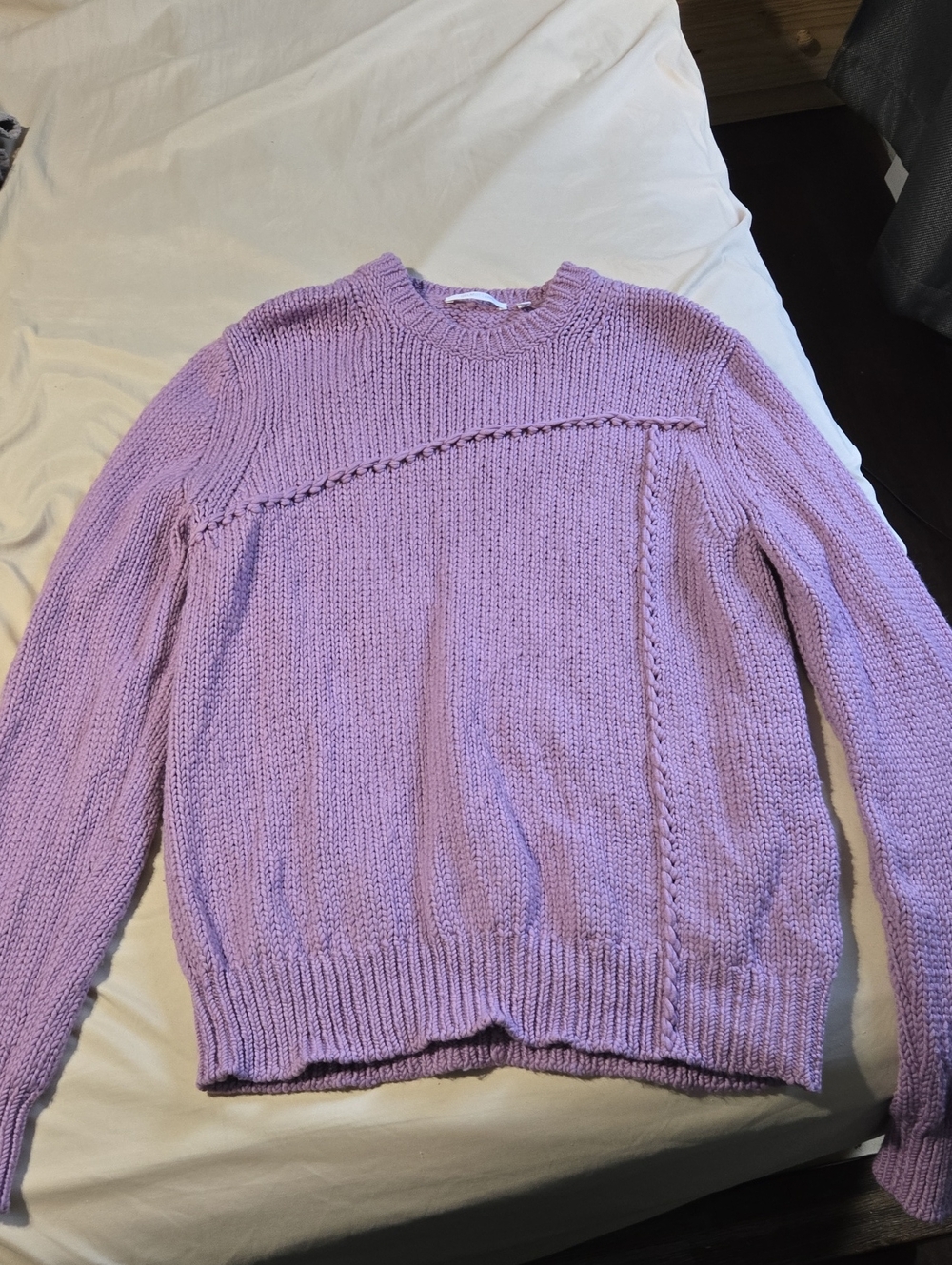 Helmut Lang Purple Wool-Blend Exposed Seam Crewneck Sweater